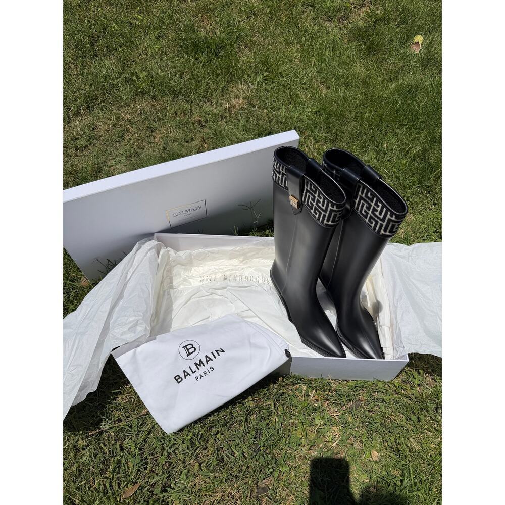 NWT/NIB Balmain Tess Western Rubber Rain Boots / Wellies Authentic